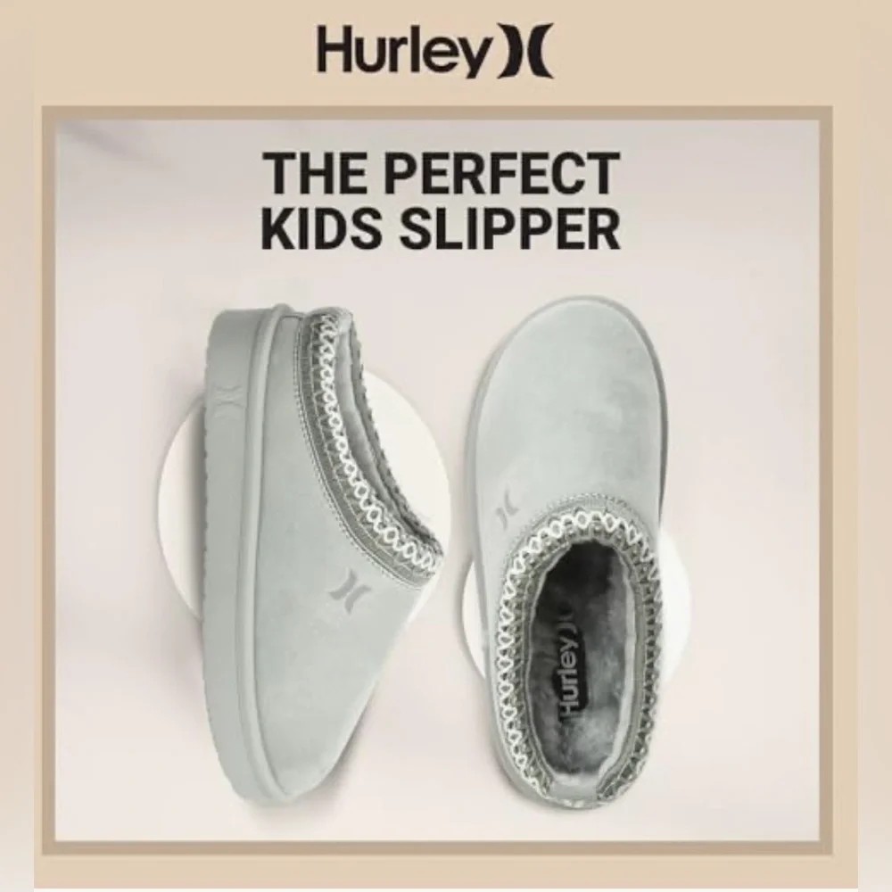 (S4)Hurley-Modi Kids' Indoor/Outdoor Slippers,Durable Clogs with Fur Fleece,Sz 5